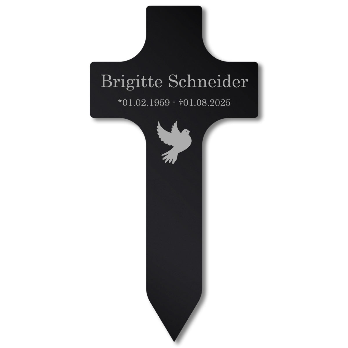 Acrylglas Grabschmuck Steckkreuz Schwarz - Personalisiert Oma Mama Frau