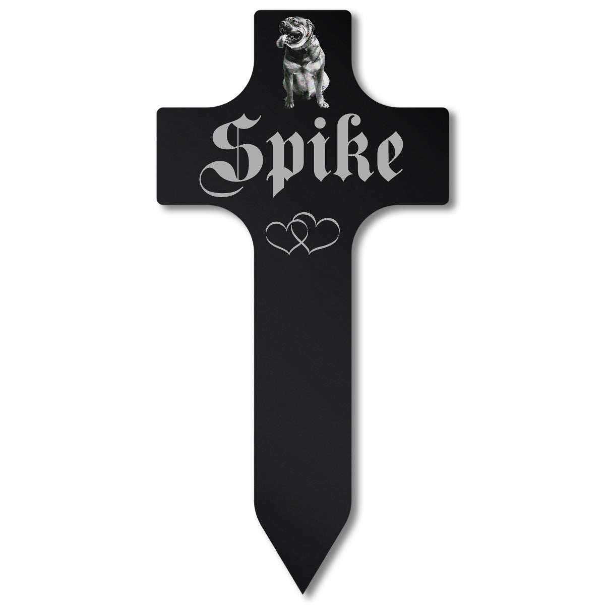 Personalisiertes Acrylglas Tier Grabkreuz Schwarz - Foto Lasergravur