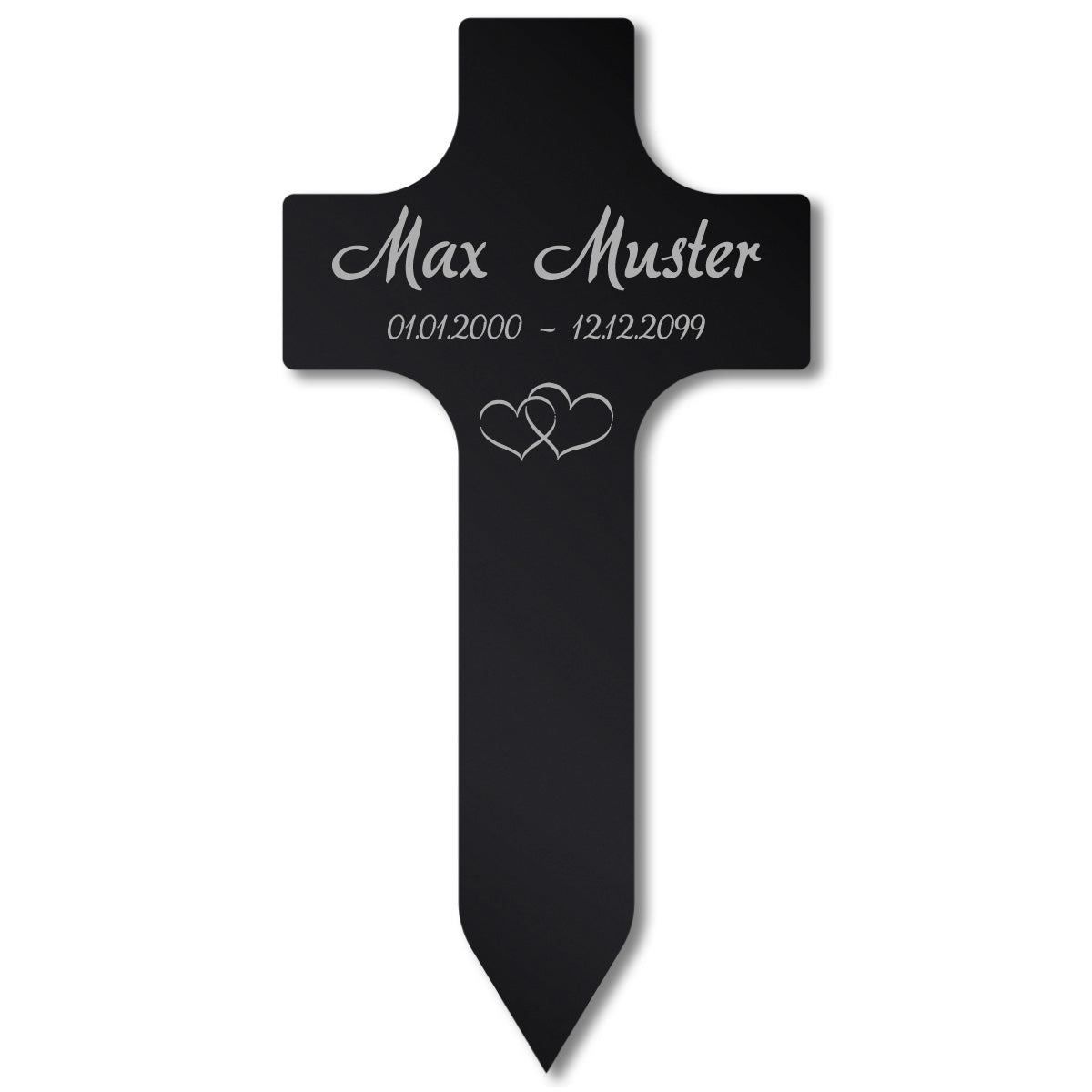 Acrylglas Grabschmuck Steckkreuz Schwarz - Text Lasergravur (Größe Wählbar)