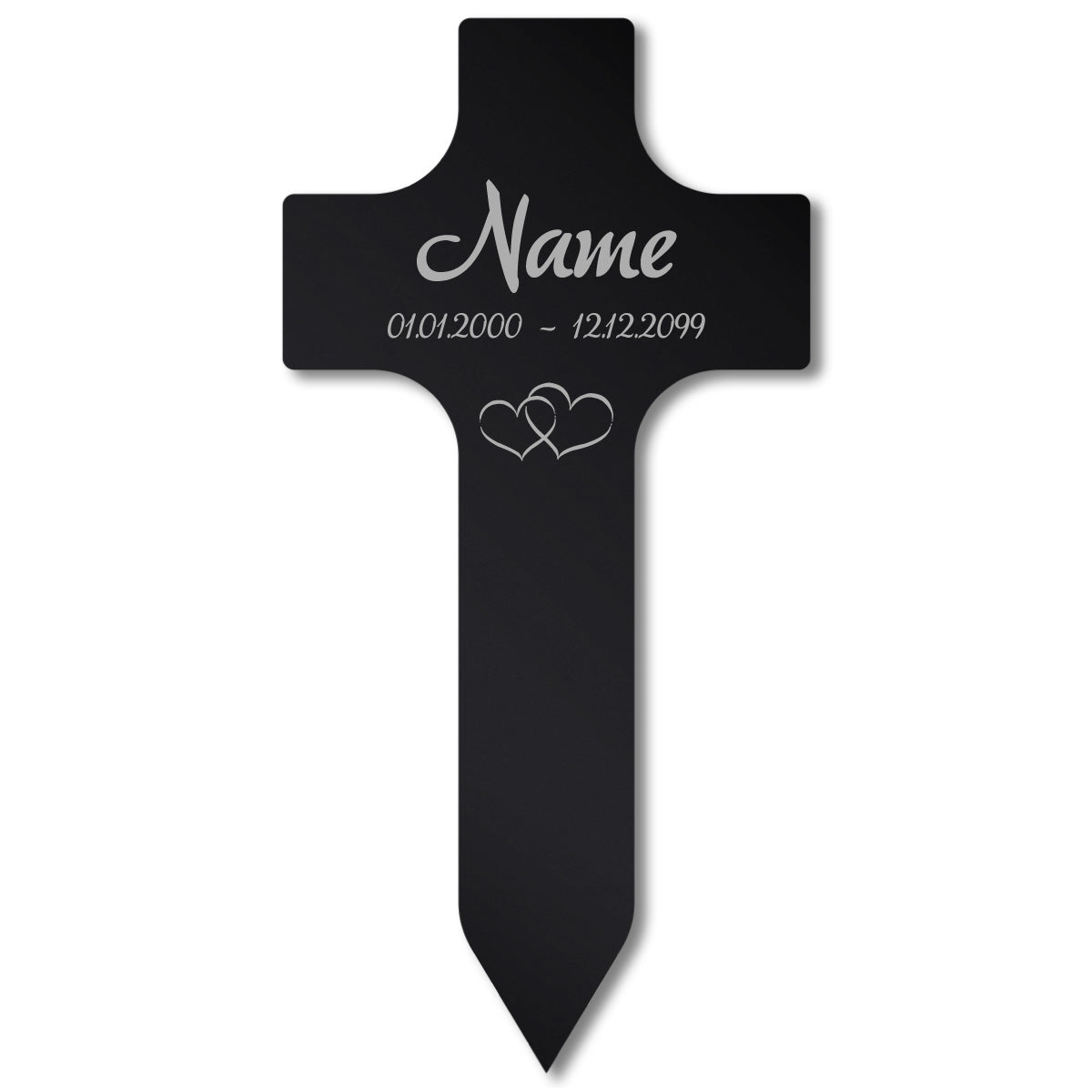 Personalisiertes Acrylglas Tier Grabkreuz Schwarz - Text Lasergravur
