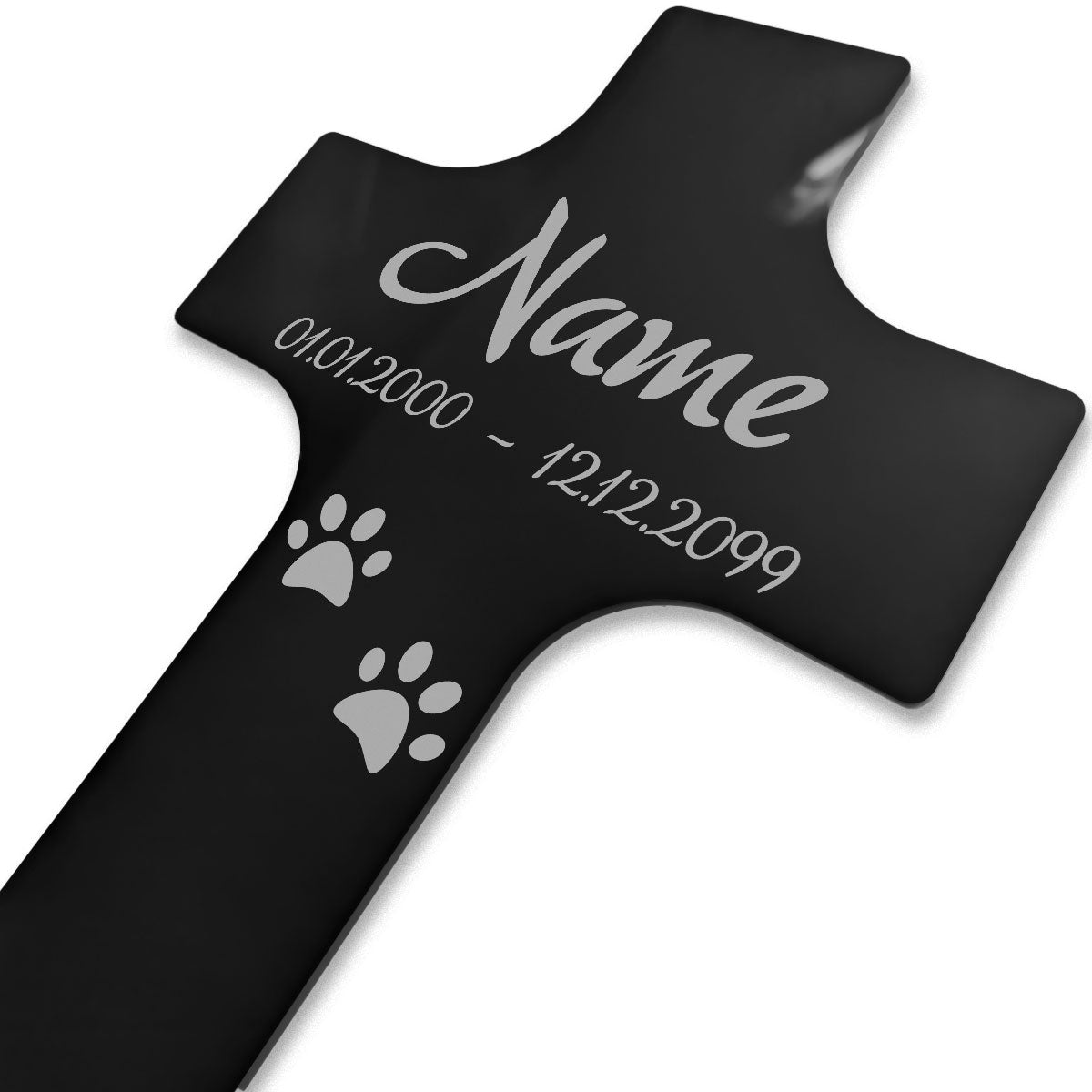 Personalisiertes Acrylglas Tier Grabkreuz Schwarz - Text Lasergravur