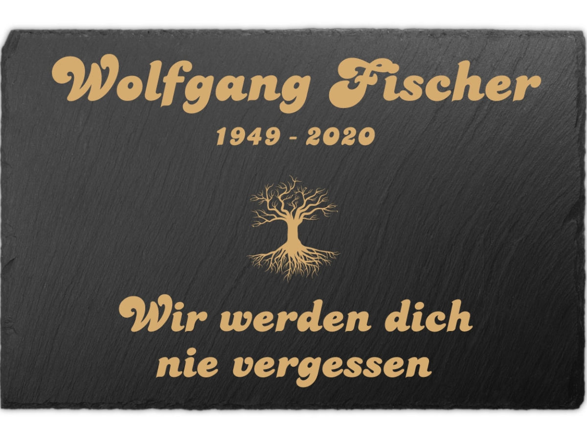 Individuelle Gedenktafel Schiefer 30x20cm Text UV-Druck Opa