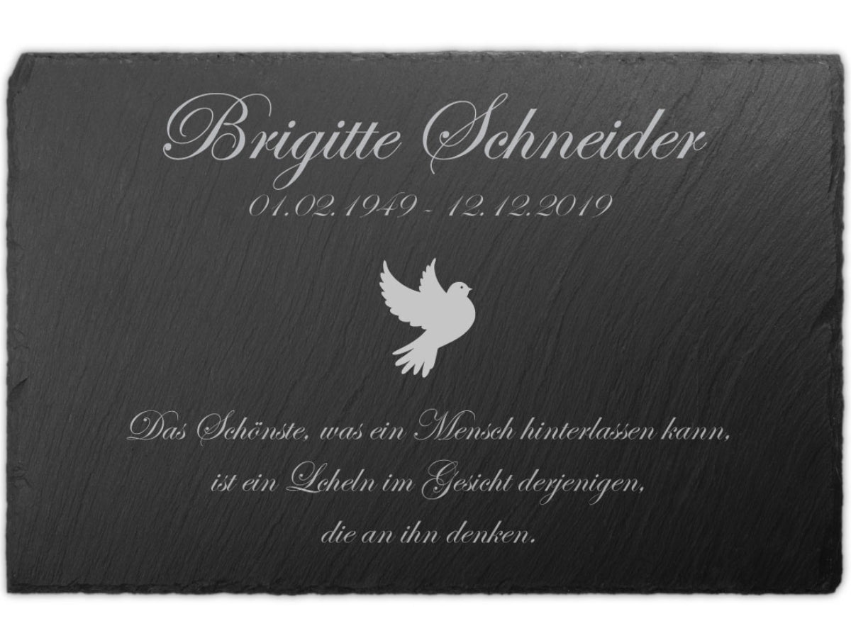 Personalisierte Schiefer Gedenktafel 30x20cm Text Lasergravur Oma