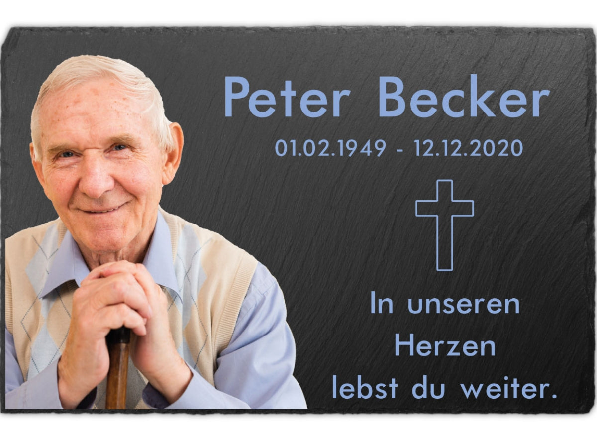 Individuelle Gedenktafel Schiefer 30x20cm Foto UV-Druck Opa