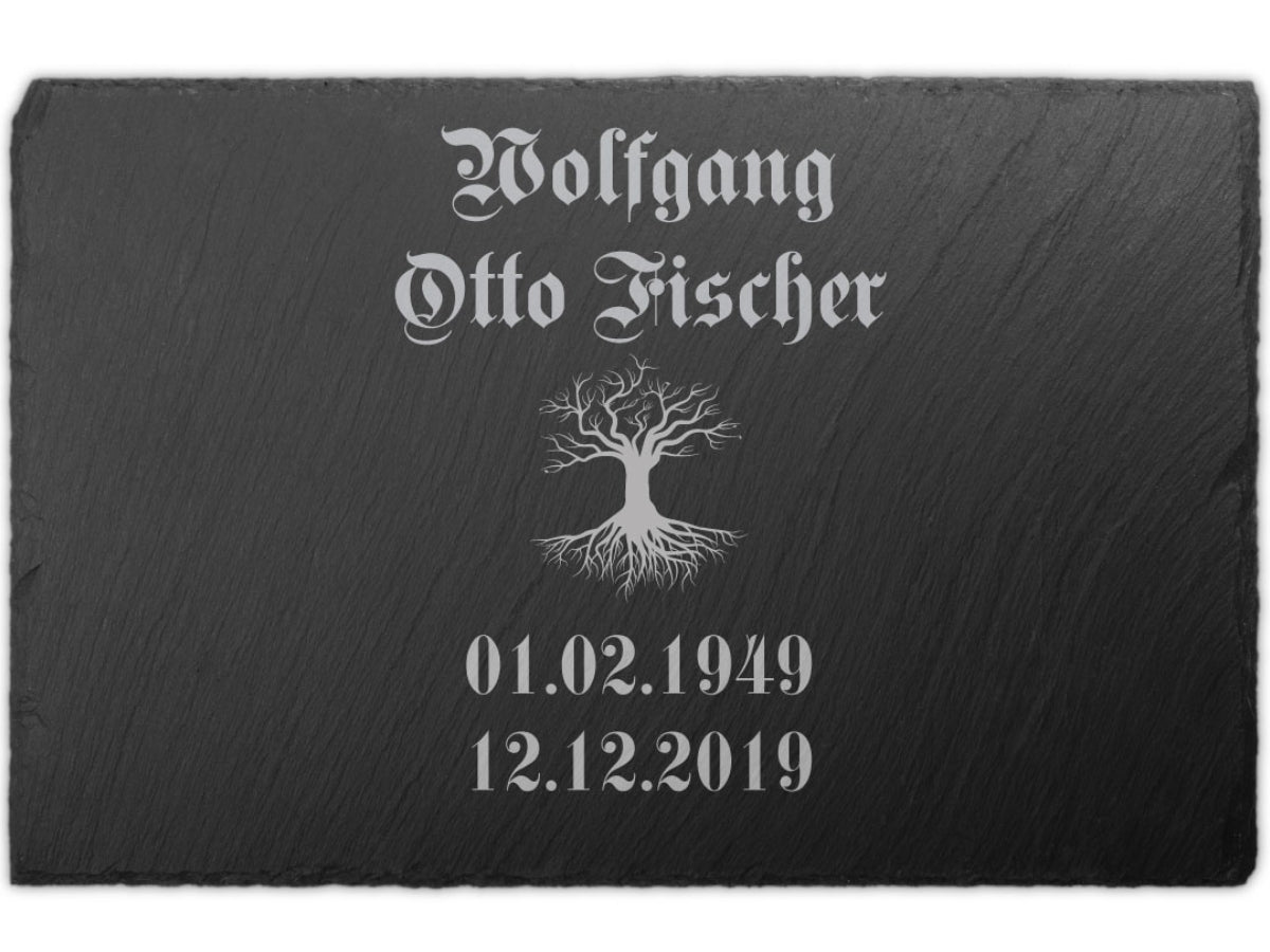 Personalisierte Schiefer Gedenktafel 30x20cm Text Lasergravur Opa