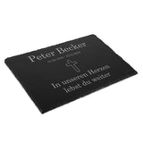 Schiefer Gedenktafel für Menschen 30x20cm- individuelle Text Lasergravur 3D liegend