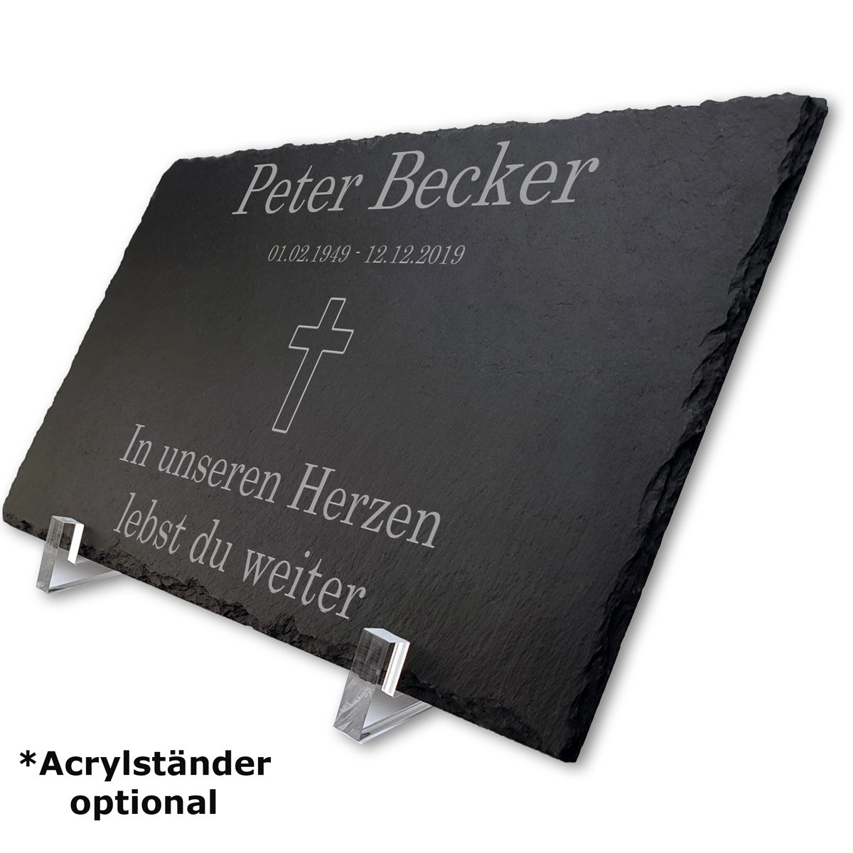Schiefer Grabschmuck Grabplatte individuell mit Ständer