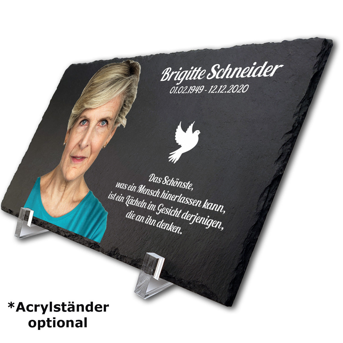 Oma Mama Schiefer Gedenktafel für Menschen 30x20cm individuell mit Foto und Text UV-Druck personalisiert