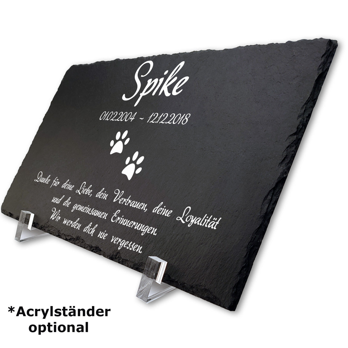 Personalisierte Schiefer Gedenktafel für Menschen 30x20cm - Text UV-Druck