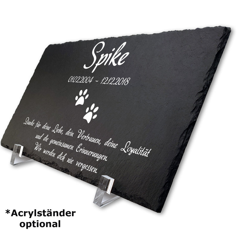 Schiefer Gedenktafel für Menschen 30x20cm - Text UV-Druck